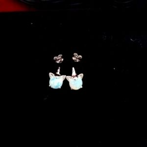 925 sterling opal Unicorn Stud post earrings